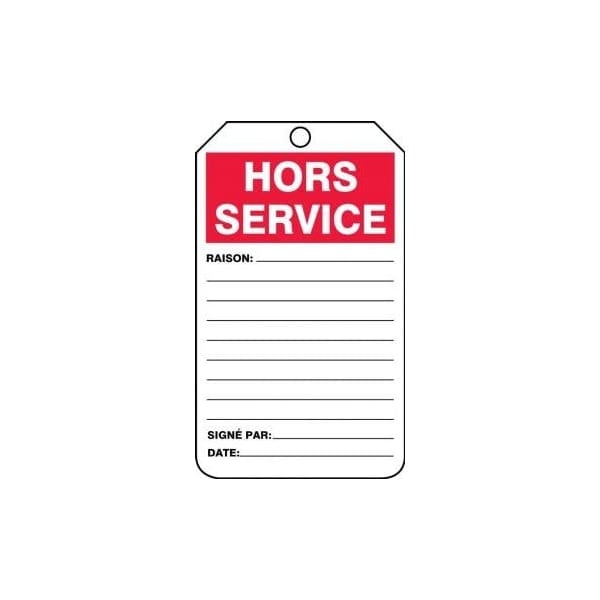 Accuform French Safety Tags, OUT OF SERVICE, 5.75in x 3.25in, RP-Plastic, 5PK FRTRS243PTM - main